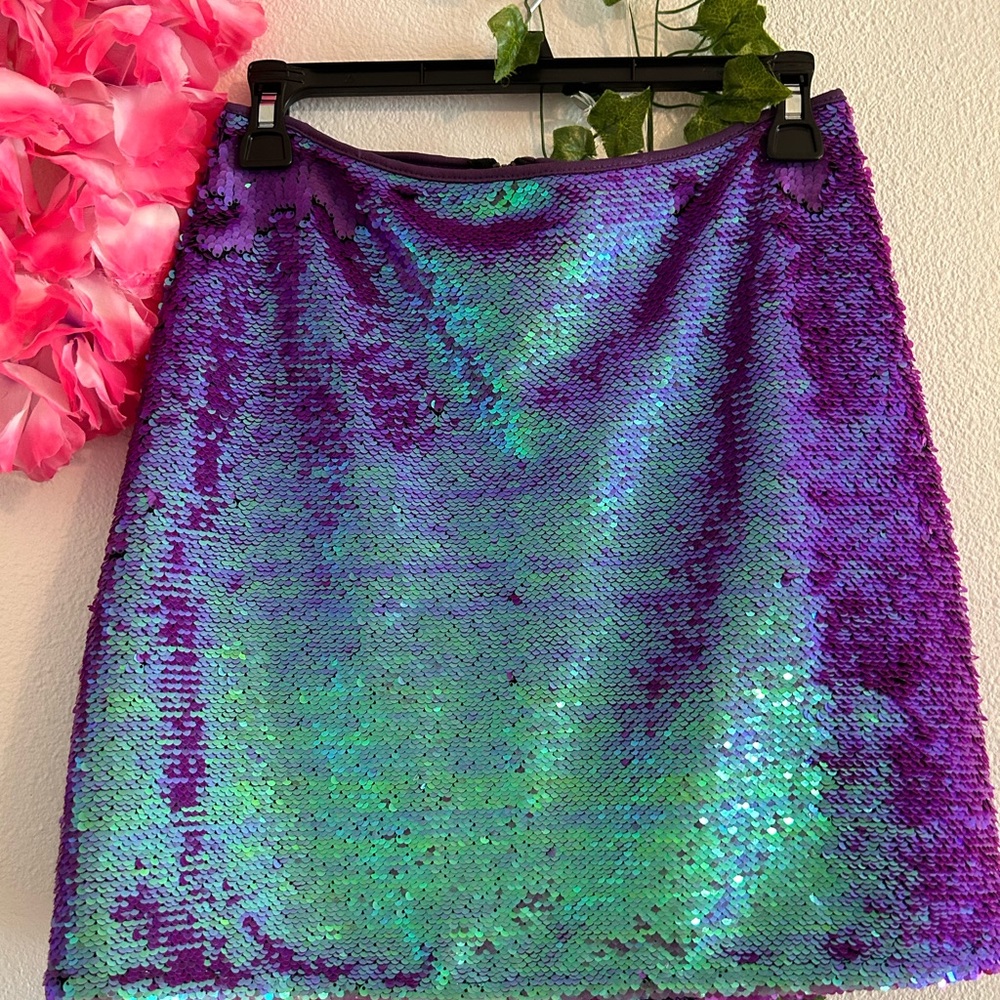 Sequin Skirt in Purple and Green